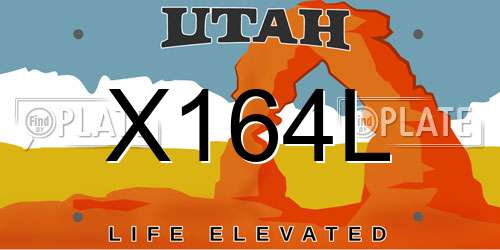 X164L Utah License Plate