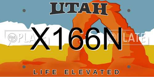 X166N Utah License Plate