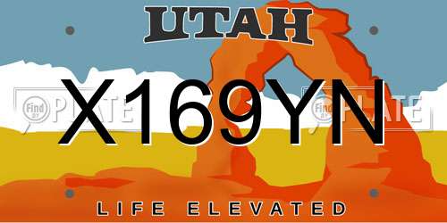 X169YN Utah License Plate