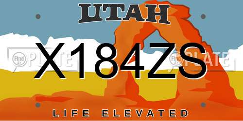 X184ZS Utah License Plate