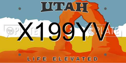 X199YV Utah License Plate