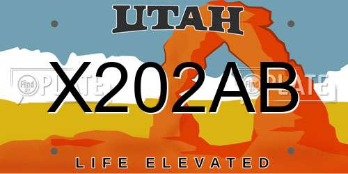 X202AB Utah License Plate