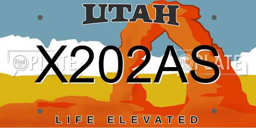 X202AS Utah License Plate