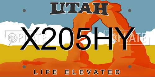 X205HY Utah License Plate