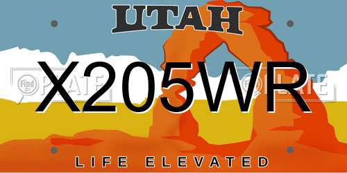 X205WR Utah License Plate
