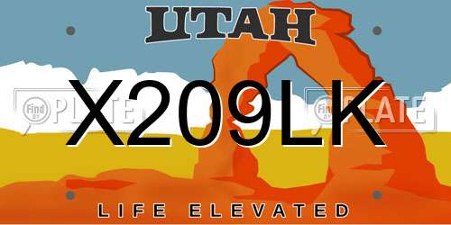 X209LK Utah License Plate