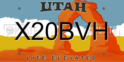 X20BVH Utah License Plate