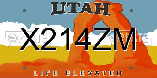 X214ZM Utah License Plate