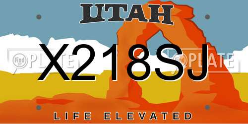 X218SJ Utah License Plate
