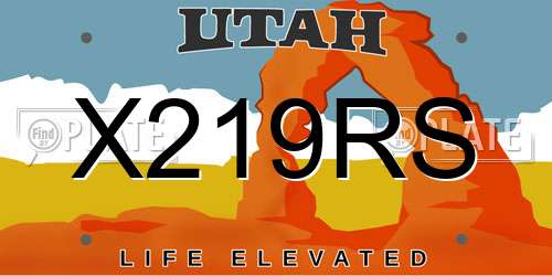 X219RS Utah License Plate