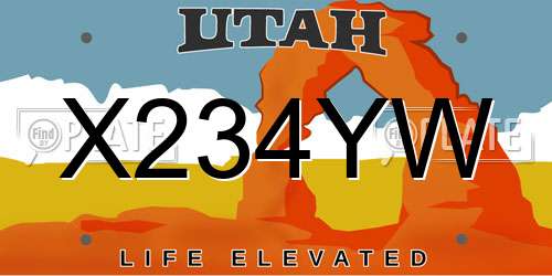 X234YW Utah License Plate