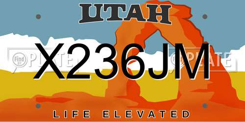 X236JM Utah License Plate
