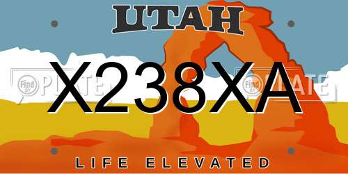 X238XA Utah License Plate