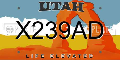 X239AD Utah License Plate