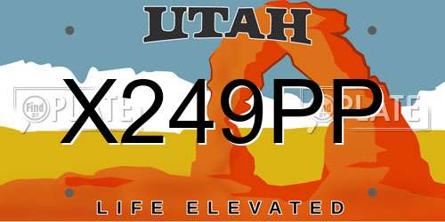 X249PP Utah License Plate