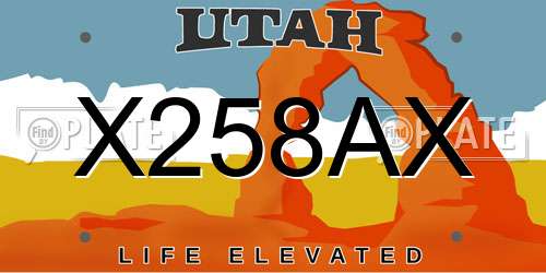 X258AX Utah License Plate