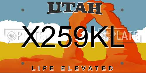 X259KL Utah License Plate