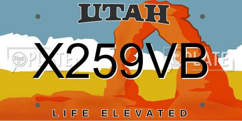 X259VB Utah License Plate