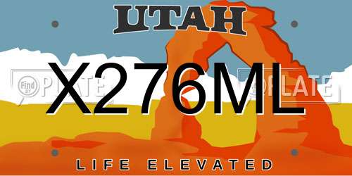 X276ML Utah License Plate