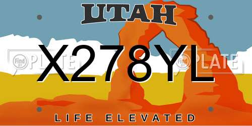 X278YL Utah License Plate