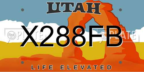 X288FB Utah License Plate