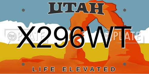 X296WT Utah License Plate