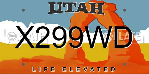 X299WD Utah License Plate