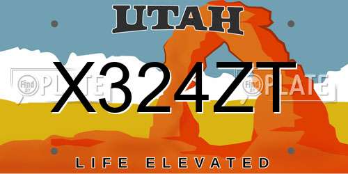 X324ZT Utah License Plate