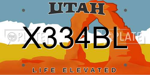 X334BL Utah License Plate