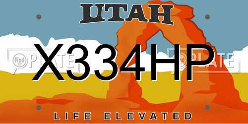 X334HP Utah License Plate