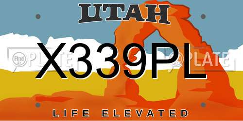 X339PL Utah License Plate