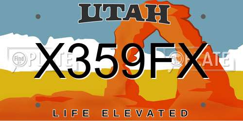 X359FX Utah License Plate