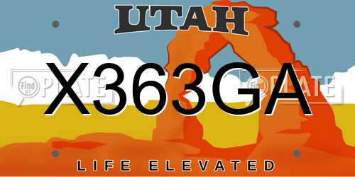 X363GA Utah License Plate