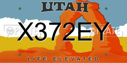 X372EY Utah License Plate