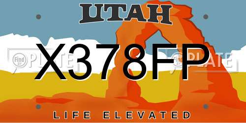 X378FP Utah License Plate