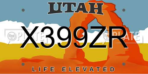 X399ZR Utah License Plate