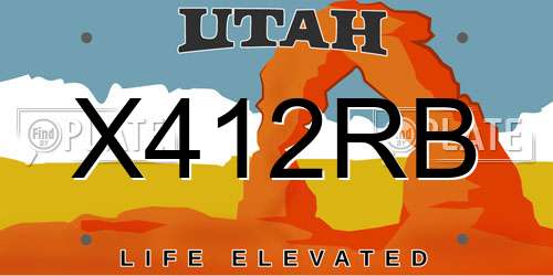 X412RB Utah License Plate