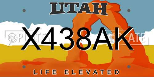 X438AK Utah License Plate