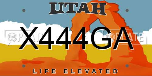 X444GA Utah License Plate