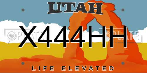 X444HH Utah License Plate