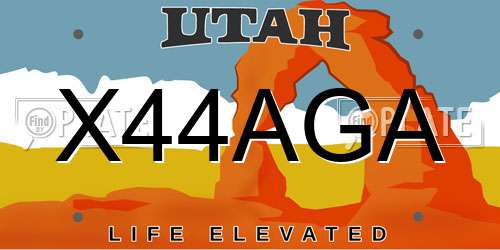 X44AGA Utah License Plate
