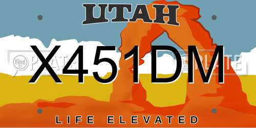 X451DM Utah License Plate