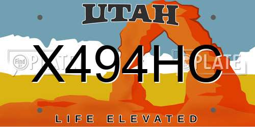 X494HC Utah License Plate