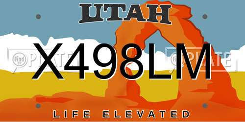 X498LM Utah License Plate