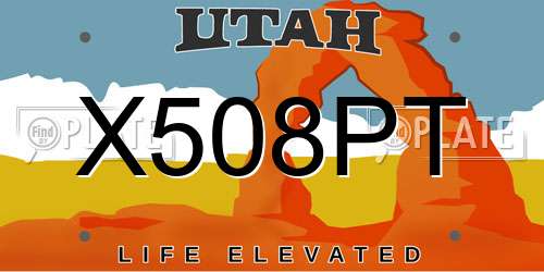 X508PT Utah License Plate