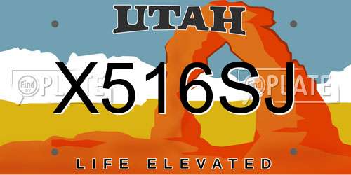 X516SJ Utah License Plate