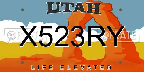 X523RY Utah License Plate