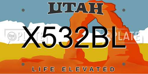X532BL Utah License Plate