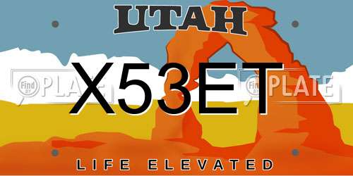X53ET Utah License Plate