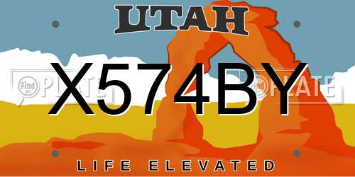 X574BY Utah License Plate